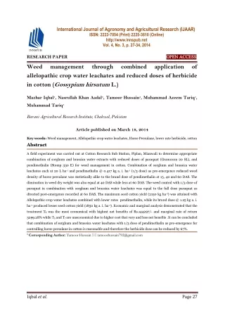 Weed management through combined application of allelopathic crop water leachate