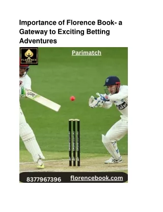 Florence Book Top Online Cricket ID & Online Betting ID Provider in the World