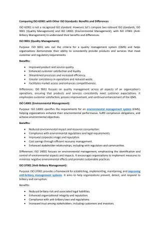 Comparing ISO 42001 with Other ISO Standards Benefits and Differences