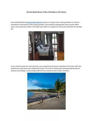 Dua Dua Beach Resort: A Slice of Paradise on Fiji's Shores