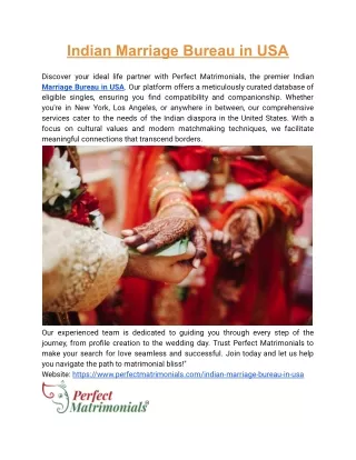 Indian Marriage Bureau in USA