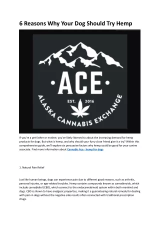 Cannabis Ace - hemp seed oil for dogs