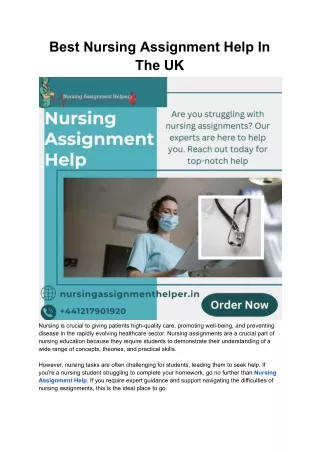 Best Nursing Assignment Help In The UK