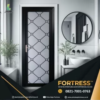 KUAT!!! WA 0821 7001 0763 (FORTRESS) Pintu Aluminium Modern Warna Hitam di Semarang