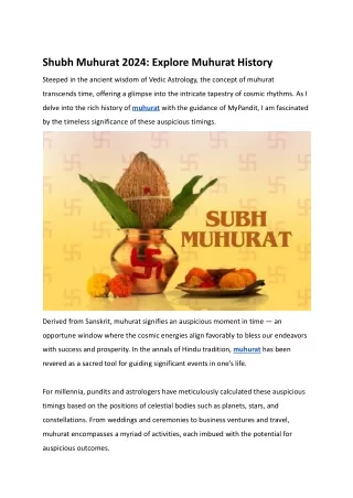 Shubh Muhurat 2024: Explore Muhurat History | MyPandit