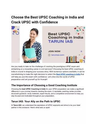 Choose the Best UPSC Coaching in India and Crack UPSC with Confidence