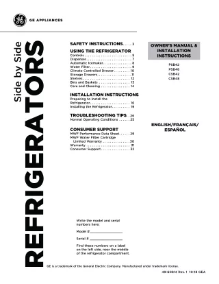 General Electric refrigerator repair