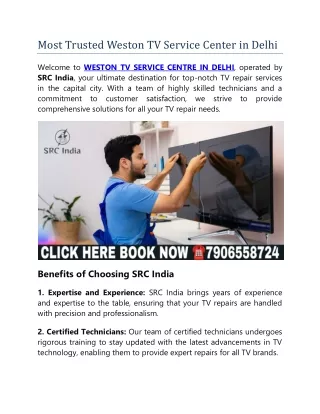 Most Trusted Weston TV Service Center in Delhi