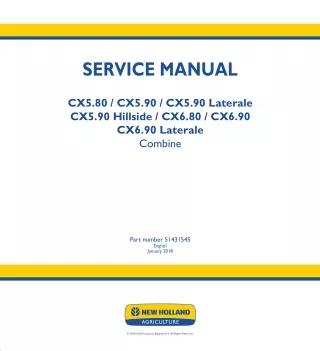 New Holland CX6.80 FPT NEF 6 TIER 3 Combine Harvester Service Repair Manual Instant Download