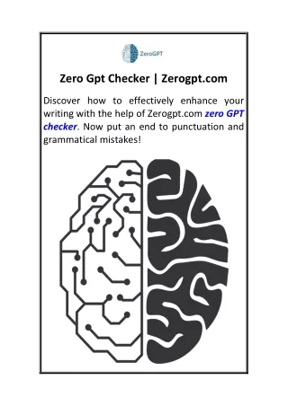 Zero Gpt Checker  Zerogpt.com