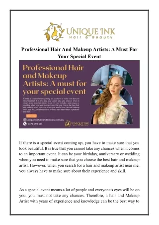 Professional Hair And Makeup Artists A Must For Your Special Event