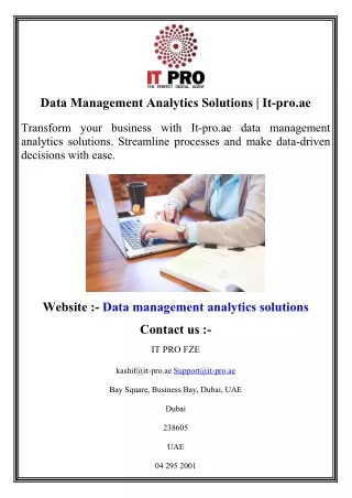 Data Management Analytics Solutions   It-pro.ae