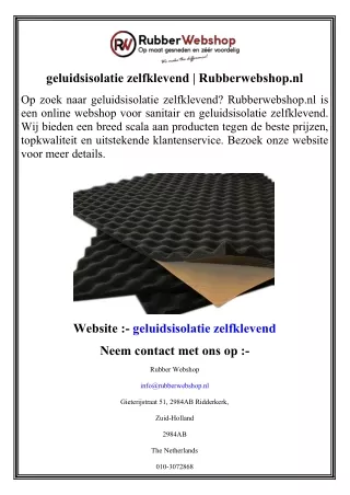 geluidsisolatie zelfklevend   Rubberwebshop.nl