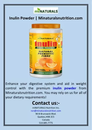 Inulin Powder  Minaturalsnutrition.com