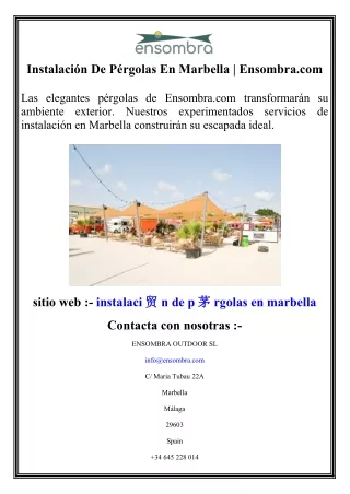 Instalación De Pérgolas En Marbella   Ensombra.com