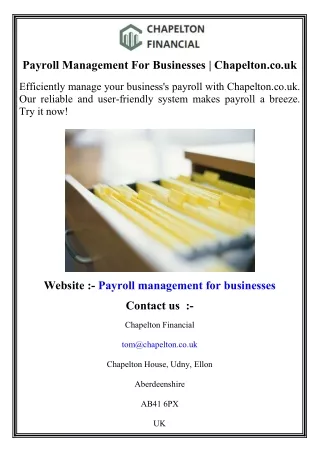 Payroll Management For Businesses   Chapelton.co.uk