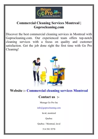 Commercial Cleaning Services Montreal   Goprocleaning.com