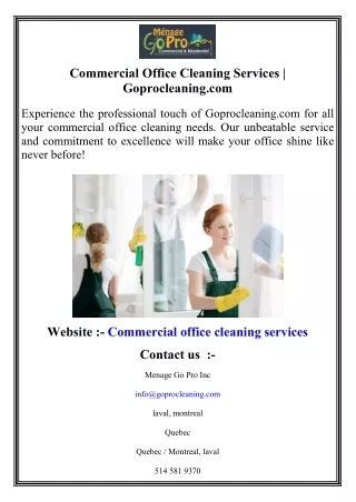 Commercial Office Cleaning Services  Goprocleaning.com