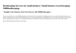 Bookkeeping Services for small business | Small business record keeping- 1800Boo