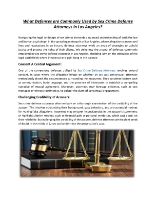 What Defenses are Commonly Used by Sex Crime Defense Attorneys in Los Angeles