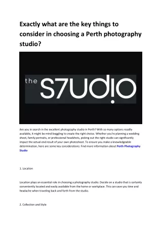Perth Photography Studio