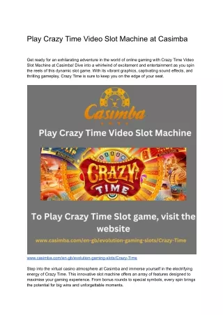 Play Crazy Time Video Slot Machine at Casimba