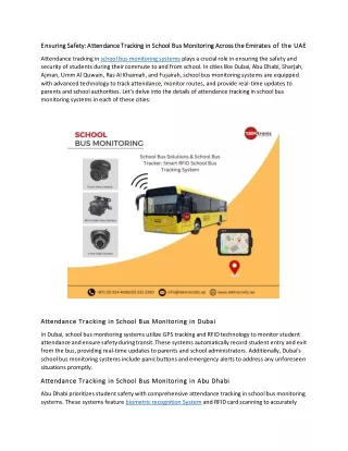 Attendance Tracking in School Bus Monitoring Across the Emirates of the UAE