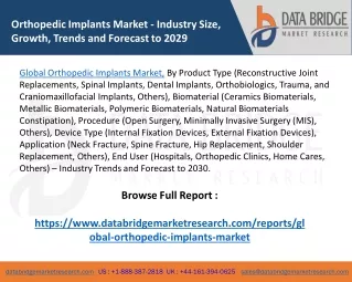 Global Orthopedic Implants Market – Industry Trends and Forecast to 2030