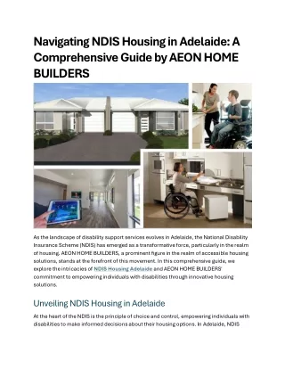 Navigating NDIS Housing in Adelaide A Comprehensive Guide by AEON HOME BUILDERS