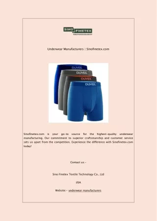 Underwear Manufacturers  Sinofinetex.com