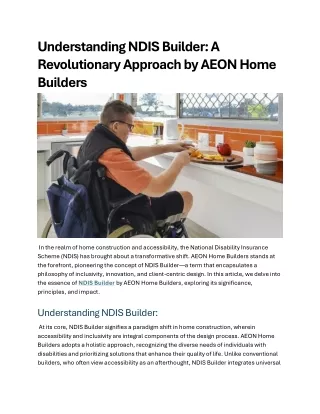 Understanding NDIS Builder A Revolutionary Approach by AEON Home Builders