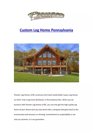 Custom Log Home Pennsylvania