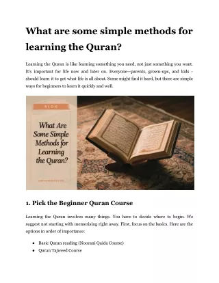 What are some simple methods for learning Quran_
