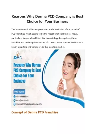 Reasons Why Derma PCD Company is Best Choice for Your Business