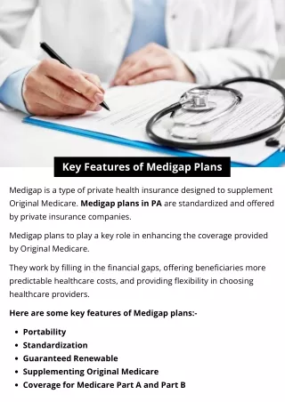 Key Features of Medigap Plans