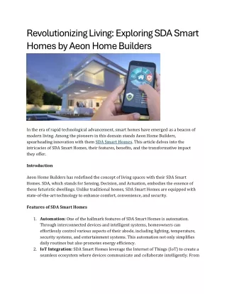 Revolutionizing Living Exploring SDA Smart Homes by Aeon Home Builders