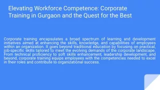 BEST CORPORATE TRAINING