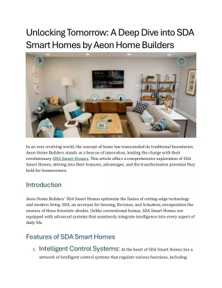 Unlocking Tomorrow A Deep Dive into SDA Smart Homes by Aeon Home Builders