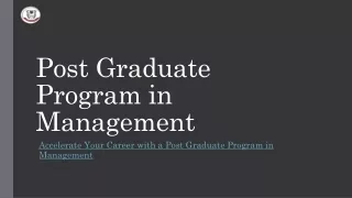 Post Graduate Program in Management (PGPM)