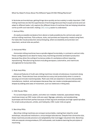 What You Need To Know About The Different Types Of CNC Milling Machines - HLH Rapid