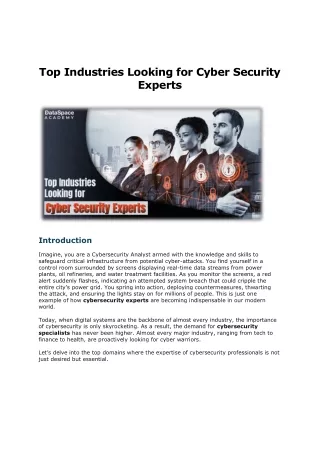 Top Industries Looking for Cyber Security Experts