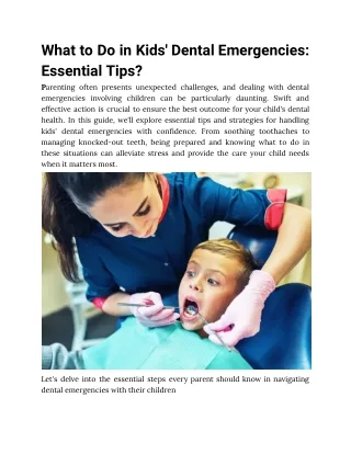 What to Do in Kids' Dental Emergencies: Essential Tips