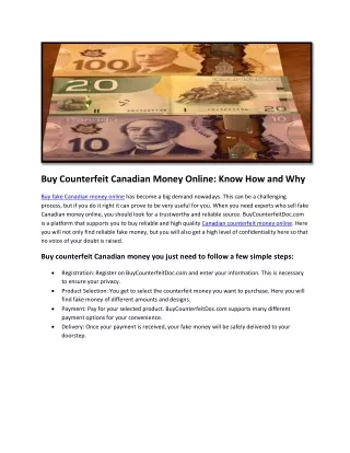 Buy Counterfeit Canadian Money Online: Know How and Why