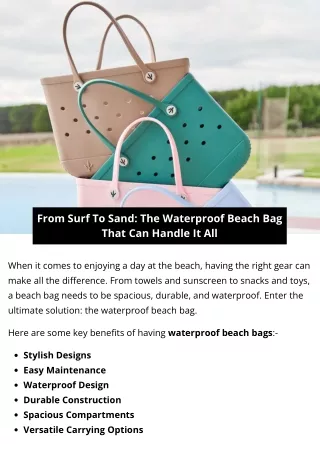 From Surf To Sand: The Waterproof Beach Bag That Can Handle It All