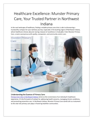 Healthcare Excellence Your Trusted Partner in Northwest Indiana