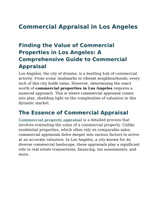 Commercial Appraisal in Los Angeles