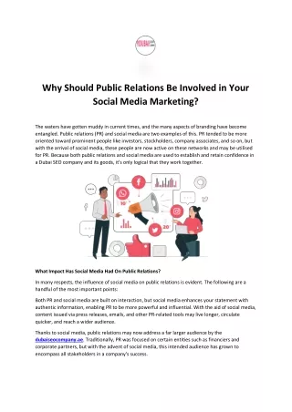 Why Public Relations Should Be Part of Your Social Media Marketing?