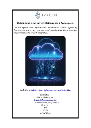 Hybrid Cloud Infrastructure Optimization Tvgtech.com