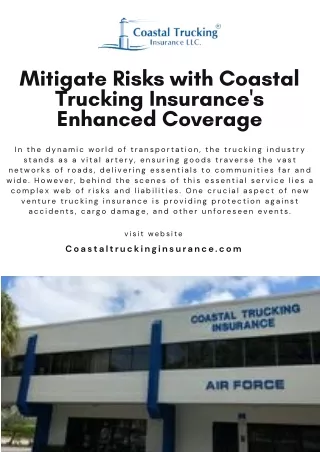 Mitigate Risks with Coastal Trucking Insurance's Enhanced Coverage