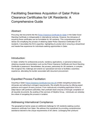 Facilitating Seamless Acquisition of Qatar Police Clearance Certificates for UK Residents_ A Comprehensive Guide